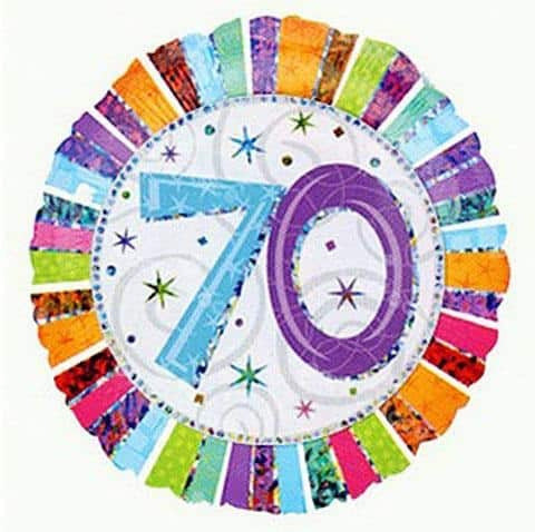 Colorful number 70 design with 'Party World' branding on a white background