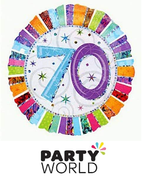 70th Birthday Foil Balloon Holographic 45cm