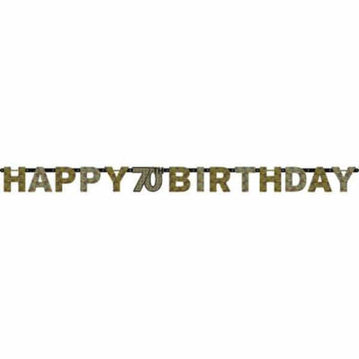 70th Birthday Celebration Pink Prismatic Pennant Banner