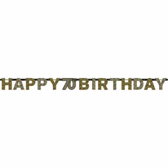 70th Birthday Celebration Pink Prismatic Pennant Banner