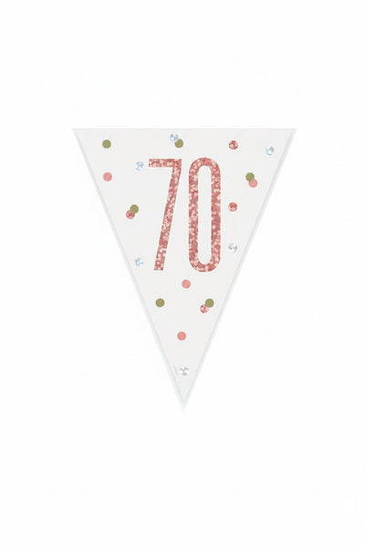 70th Birthday Prismatic Rose Gold Foil Banner 2.74m