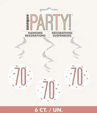 70th Birthday Rose Gold Prismatic Hanging Decorations (6)