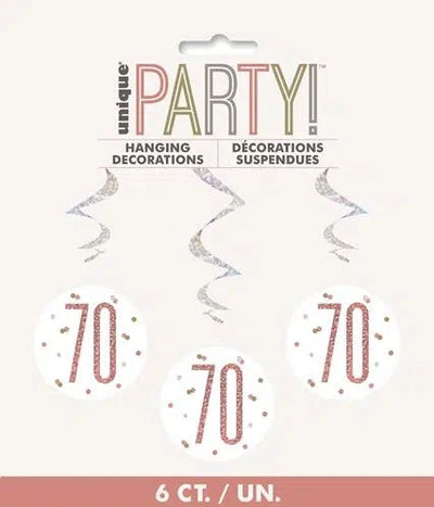 70th Birthday Rose Gold Prismatic Hanging Decorations (6)