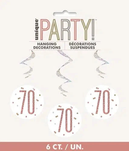 70th Birthday Rose Gold Prismatic Hanging Decorations (6)