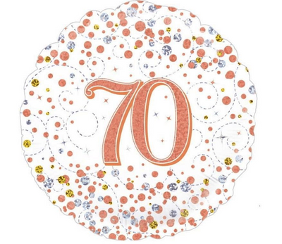 70th Birthday Rose Gold Holographic Foil Balloon 45cm