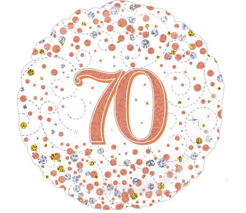 70th Birthday Rose Gold Holographic Foil Balloon 45cm