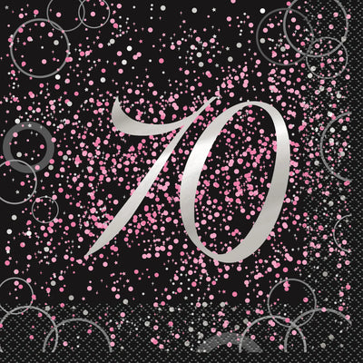Pink Glitz Napkins 16pk - 70th
