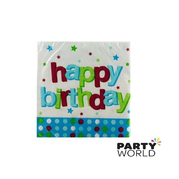 Birthday Blue Beverage Napkins (16)