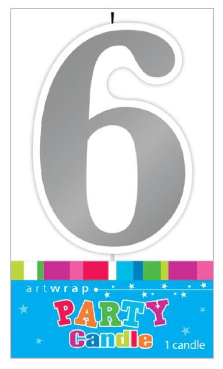 Candle Number 6 Silver image 0