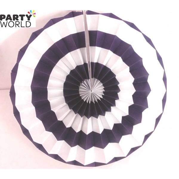 Purple and White Paper Fan (8inch)