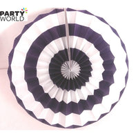 Purple and White Paper Fan (8inch)