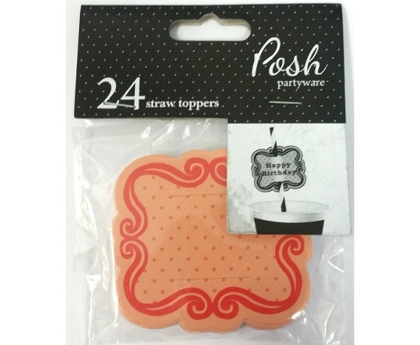 Orange Paper Straw Toppers (24pk)