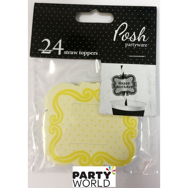 Yellow Paper Straw Toppers (24pk)