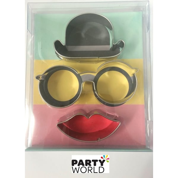 Hat Glasses and Lips Cookie Cutters (3pk)