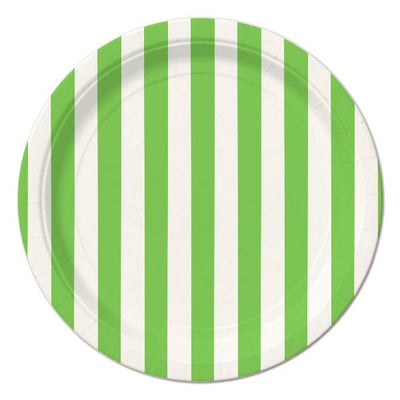 Stripe Paper Plates - Lime Green 7inch (8pk)