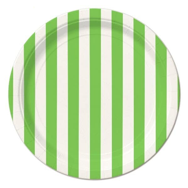 Stripe Paper Plates - Lime Green 7inch (8pk)