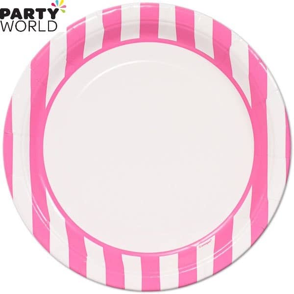 Stripe Paper Plates - Hot Pink 9inch (8pk)