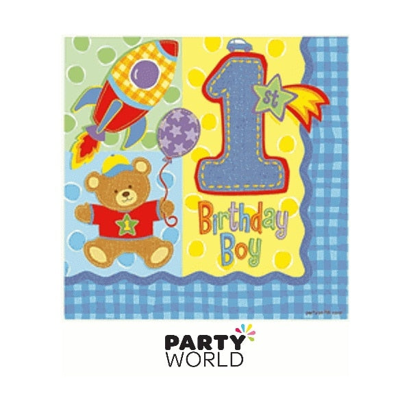 Hugs & Stitches Boy 1st Birthday Luncheon Napkins (16pk)