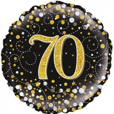 Foil Balloon 70th - Sparkling Fizz Black and Gold image 0