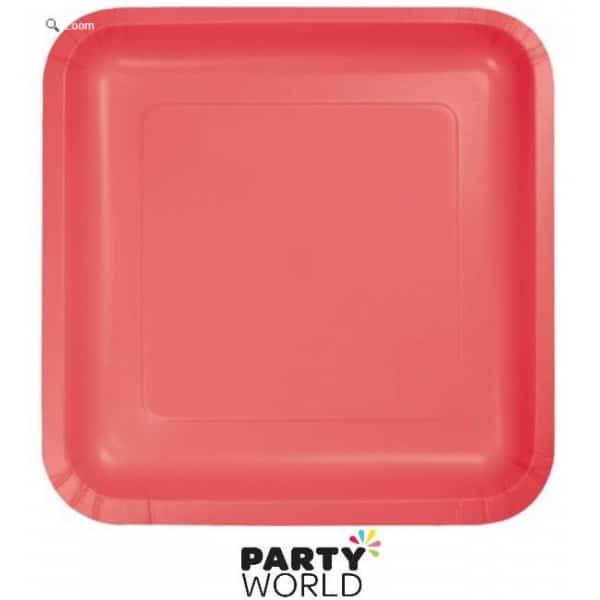 Coral Square 7in Paper Plates (18pk)