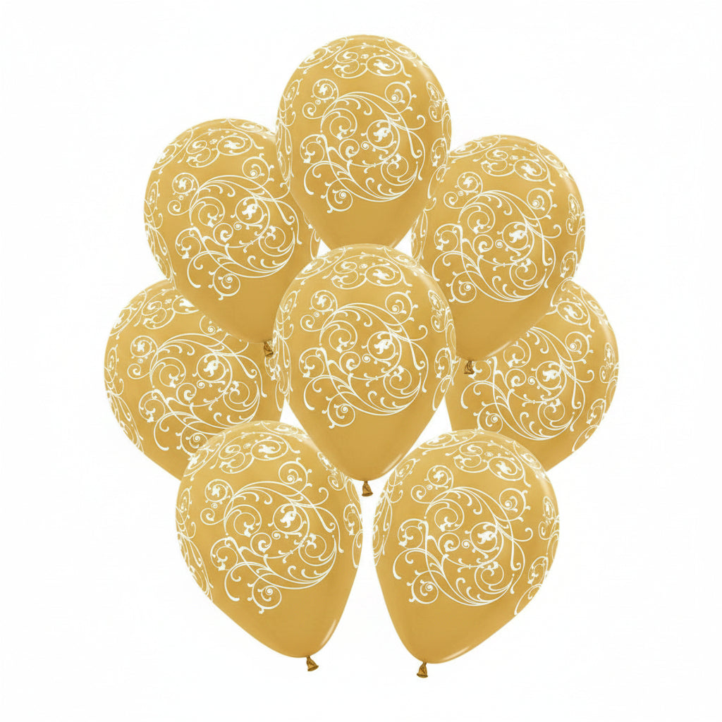 Metallic Gold Filigree Balloons - 12pk image 0
