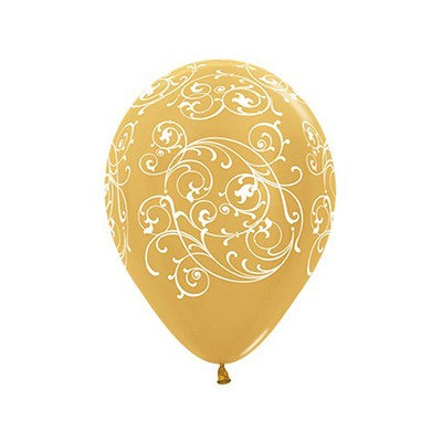 Metallic Gold Filigree Balloons - 12pk image 0