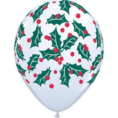 Uninflated - Christmas Balloon - White Holly image 0