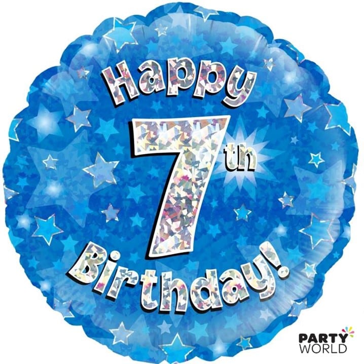 7th Birthday Blue Foil Balloon 45cm