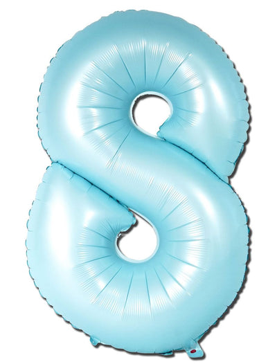 Foil Balloon Number Matte Light Blue "8"