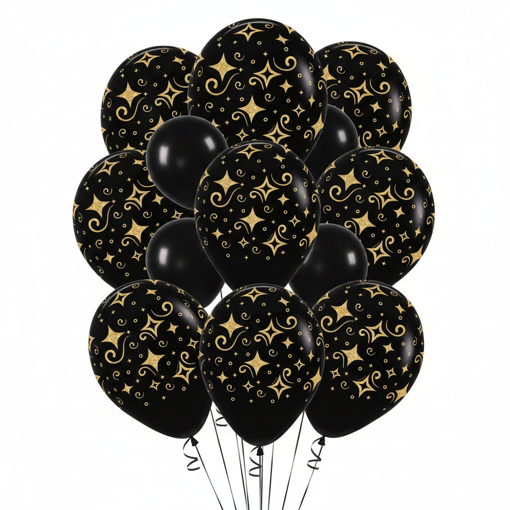 Golden Diamond + Black Balloons - 12pk image 0