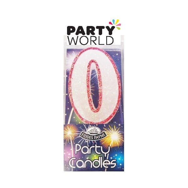Candle Glitter Red Number 0
