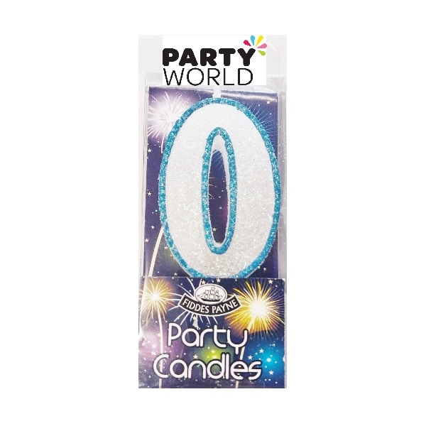 Candle Glitter Blue Number 0