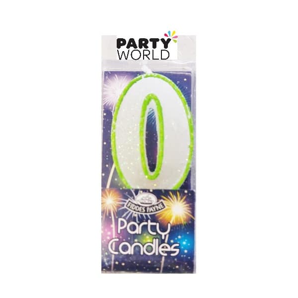 Candle Glitter Green Number 0