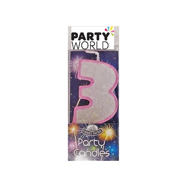 Candle Glitter Pink Number 3