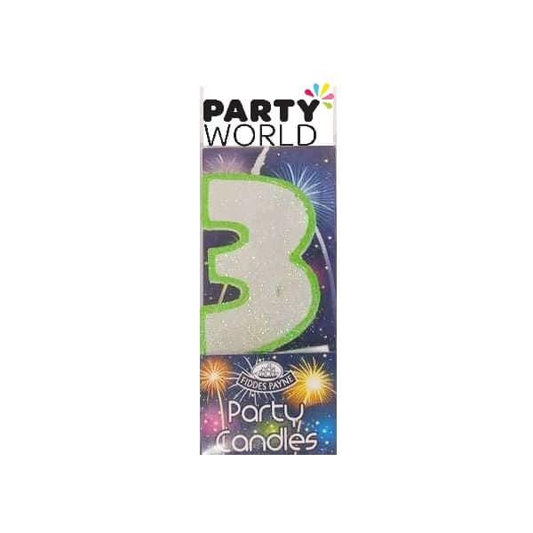 Candle Glitter Green Number 3