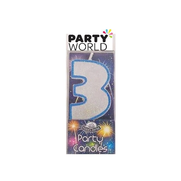 Candle Glitter Blue Number 3