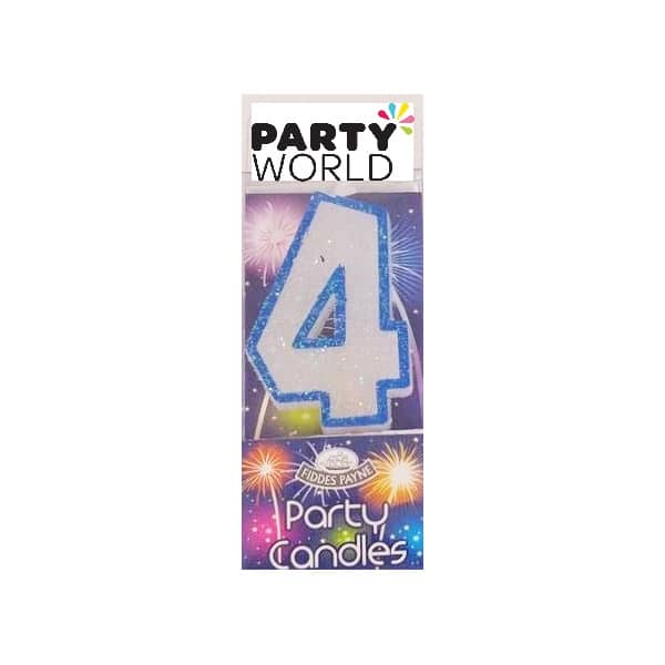 Candle Glitter Blue Number 4