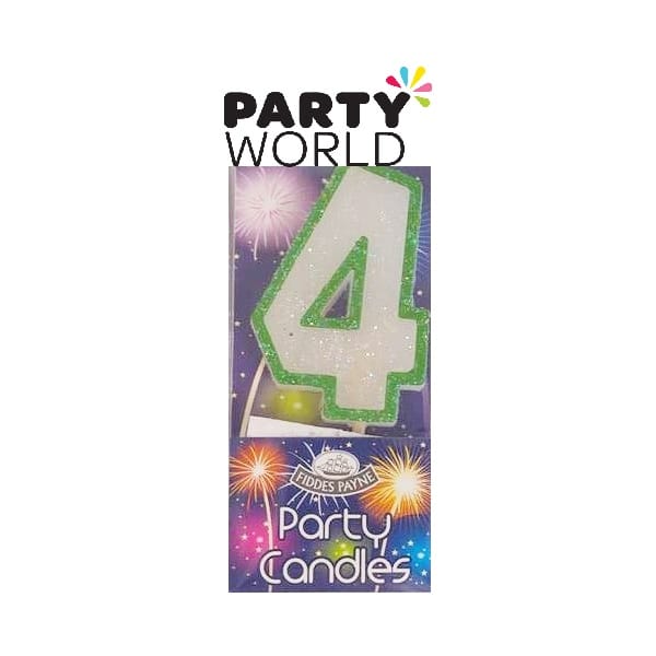 Candle Glitter Green Number 4