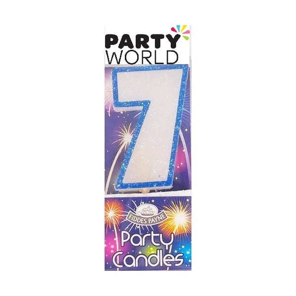 Candle Glitter Blue Number 7