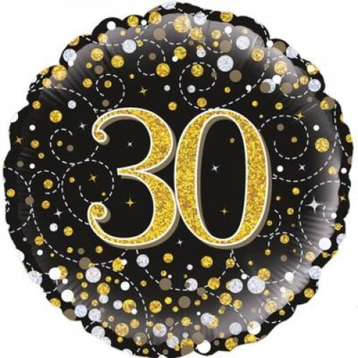 Foil Balloon 30th Birthday - Sparkling Fizz Black &amp; Gold image 1