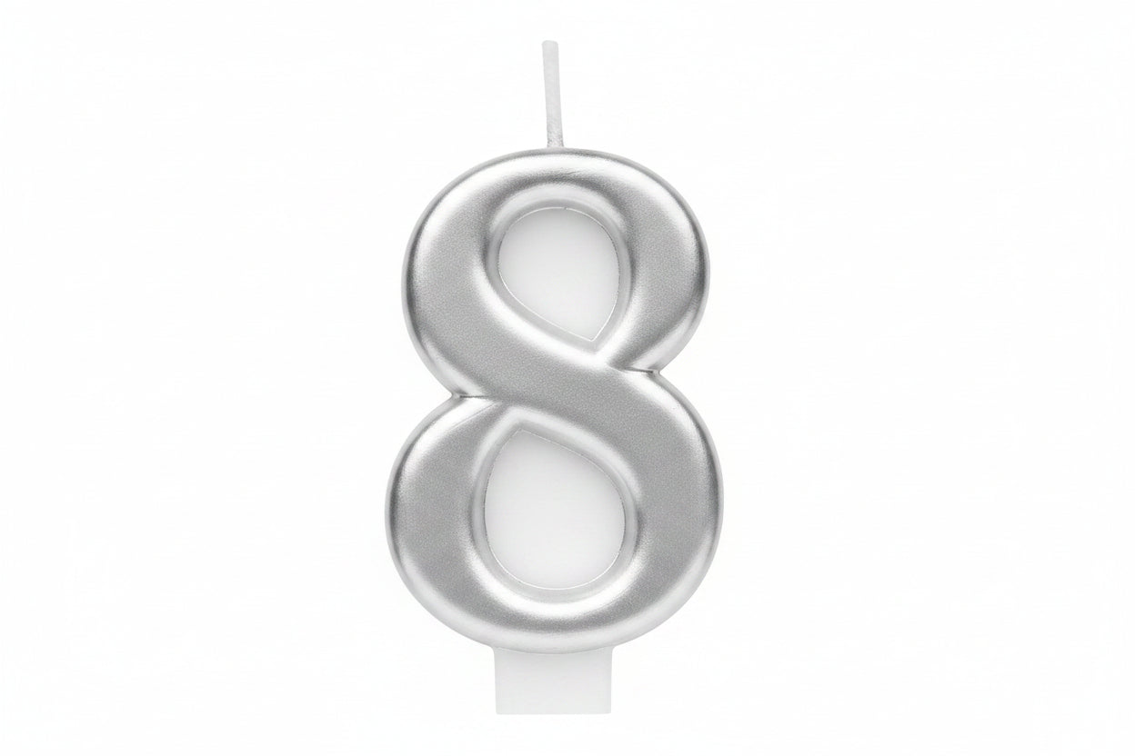 Candle Number 8 Silver image 0