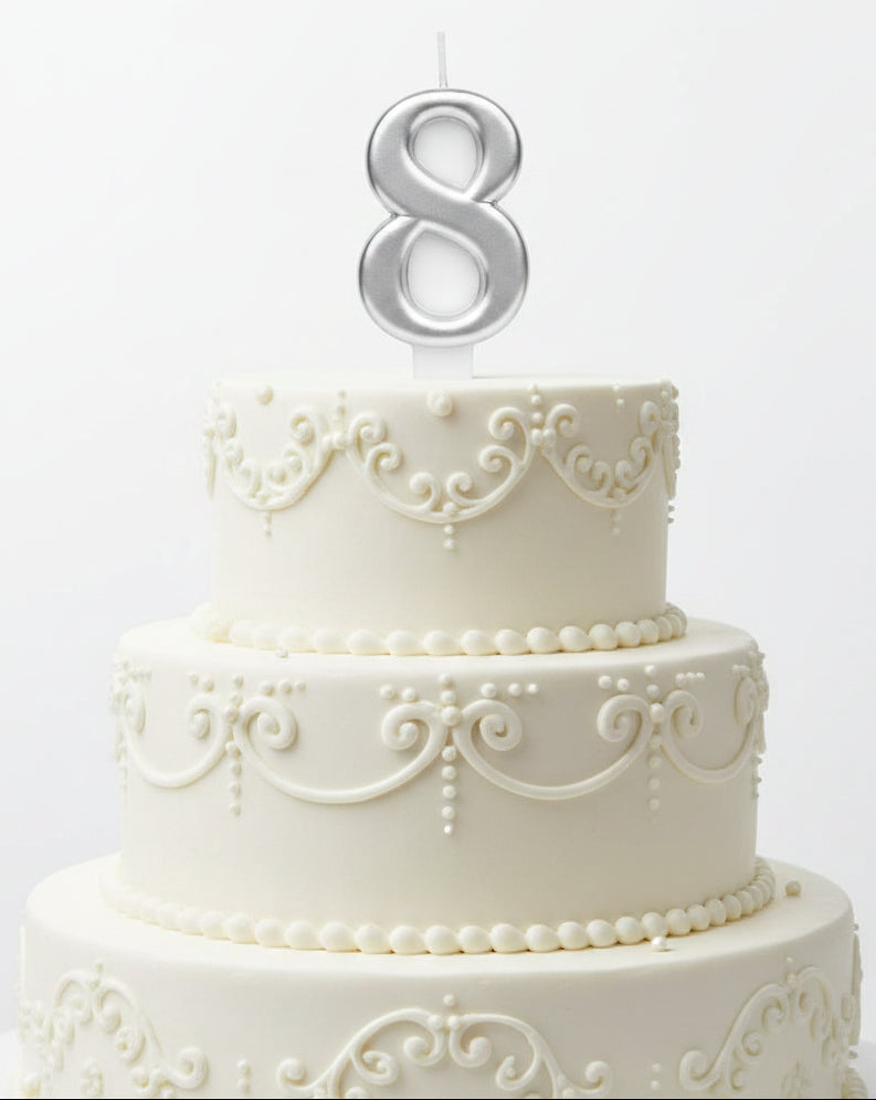 Candle Number 8 Silver image 0