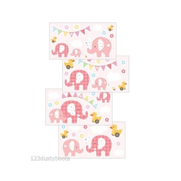 Elephant Wall Art Stickers Pink - 1 sheet