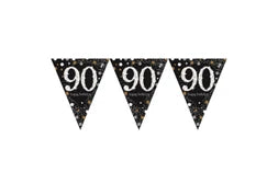 Sparkling Celebration 90th Prismatic Pennant Banner - Plastic