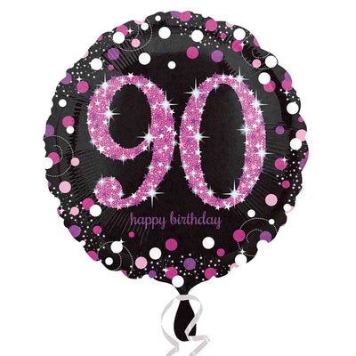 Foil Balloon 90th Birthday - Sparkling Pink