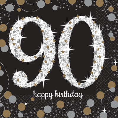 Gold and Silver 90th Napkins 16pk