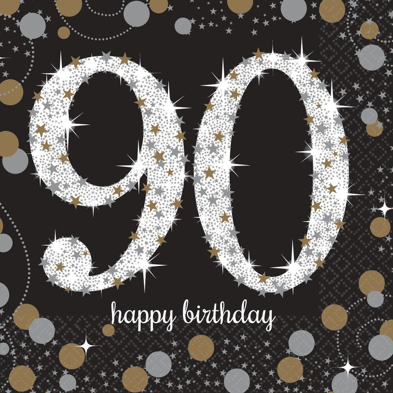 Gold and Silver 90th Napkins 16pk