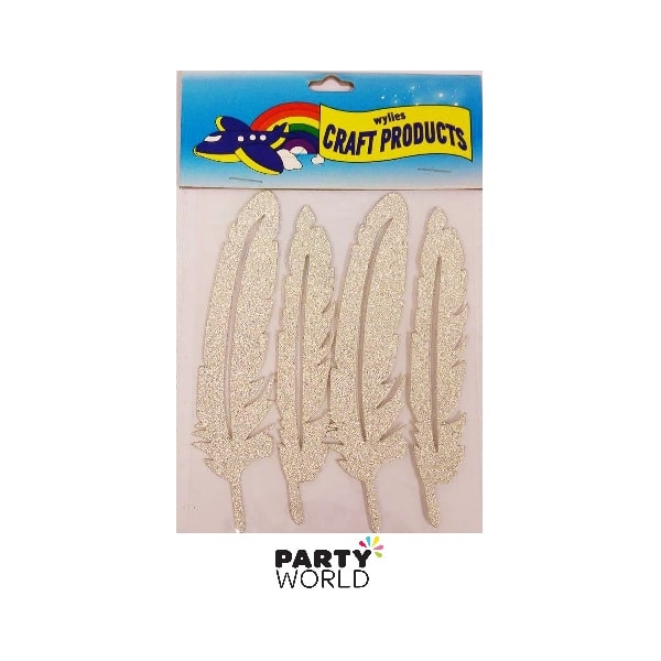 Craft Silver Feather Stickers (4)