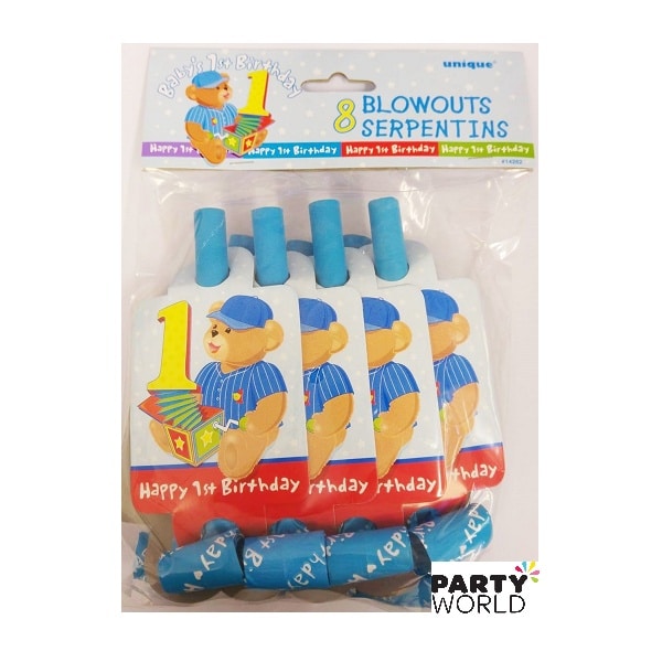 Baby's 1st Birthday Girl Teddy Bear Blowouts (8)