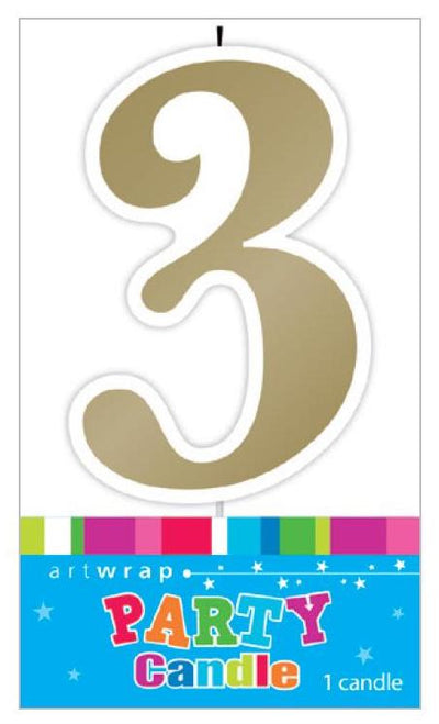 Candle Number 3 Gold image 0